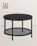 STOLIK KAWOWY Songmics Vasagle okrągły 65 x 65 x 46cm czarny