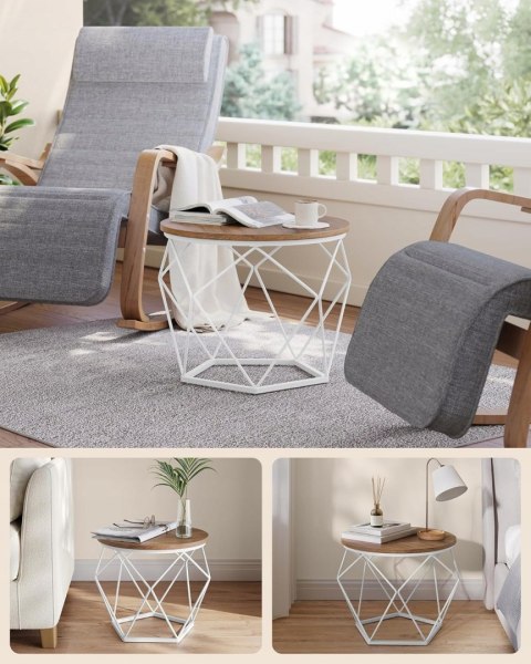 STOLIK KAWOWY Songmics okrągły 50x50x40cm odcienie beżu, odcienie brązu STOLIK KAWOWY Songmics okrągły 50x50x40cm odcienie beżu, odcienie brązu