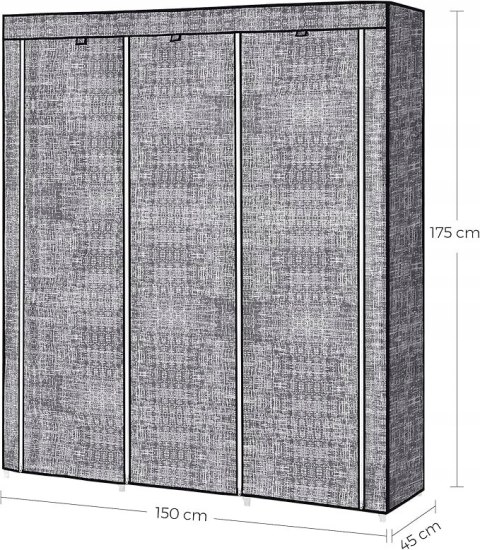 SZAFA MATERIAŁOWA składana songmics czarna szara biała SZAFA MATERIAŁOWA składana songmics czarna szara biała