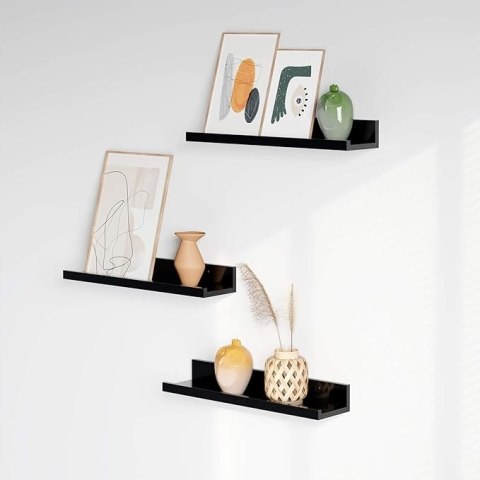 ZESTAW 3 PÓŁEK ŚCIENNYCH płyta MDF Songmics 38 x 10 cm czarny ZESTAW 3 PÓŁEK ŚCIENNYCH płyta MDF Songmics 38 x 10 cm czarny