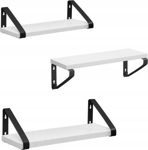 ZESTAW 3 PÓŁEK ŚCIENNYCH płyta wiórowa 40 x 12 cm biały ZESTAW 3 PÓŁEK ŚCIENNYCH płyta wiórowa 40 x 12 cm biały