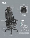 KRZESŁO GAMINGOWE Zaawansowane techn ergonomiczne z odchyleniem CZARNE