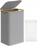 Kosz na pranie ZABAWKI Songmics 90l odcienie SZARY 42 x 32 x 70,5 cm
