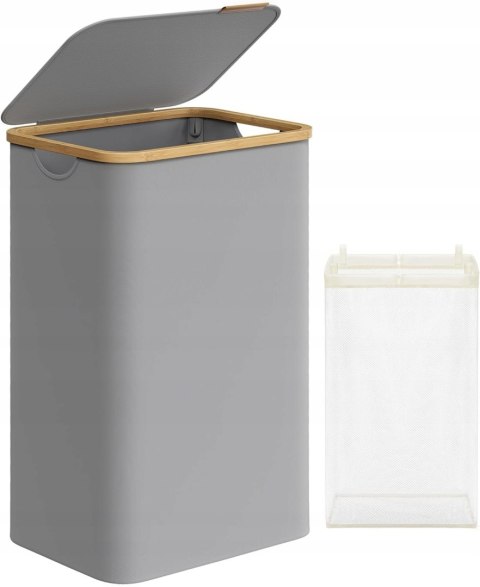 Kosz na pranie ZABAWKI Songmics 90l odcienie SZARY 42 x 32 x 70,5 cm