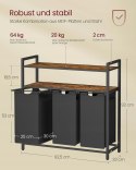 Kosz wolnostojący na pranie sorter z półką 120l czarny brąz rustykalny