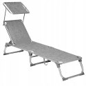 Leżak PLAŻOWY OGRODOWY aluminium szary Songmics 55 x 193 x 31 cm do 150 kg