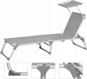 Leżak PLAŻOWY OGRODOWY aluminium szary Songmics 55 x 193 x 31 cm do 150 kg
