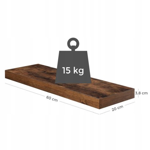 PÓŁKA ŚCIENNA WISZĄCA RUSTYKALNA VINTACE 60X20 CM PÓŁKA ŚCIENNA WISZĄCA RUSTYKALNA VINTACE 60X20 CM