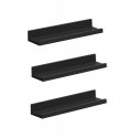 PÓŁKI ŚCIENNE ZESTAW 3 SZTUK PŁYWAJĄCE płyta MDF Songmics 38 x 10 cm czarny
