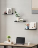 PÓŁKI ŚCIENNE ZESTAW 3 SZTUK PŁYWAJĄCE płyta MDF Songmics 38 x 10 cm czarny