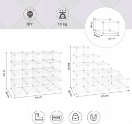 REGAŁ MODUŁOWY z drutu metalowego szafka na buty 113 x 88 x 36 cm biały