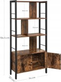 REGAŁ SZAFKA na książki LOFT dąb rustykalny vintage 74x154,5x30 cm