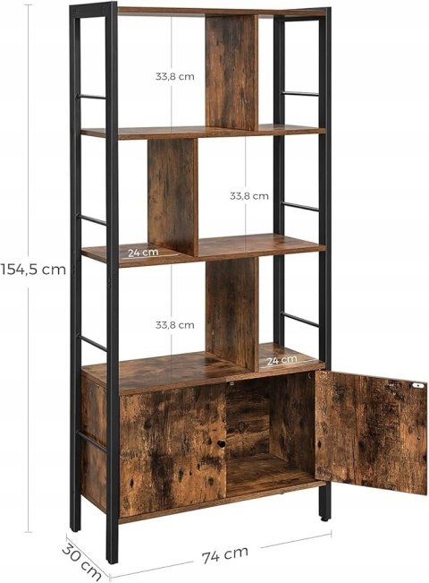 REGAŁ SZAFKA na książki LOFT dąb rustykalny vintage 74x154,5x30 cm REGAŁ SZAFKA na książki LOFT dąb rustykalny vintage 74x154,5x30 cm
