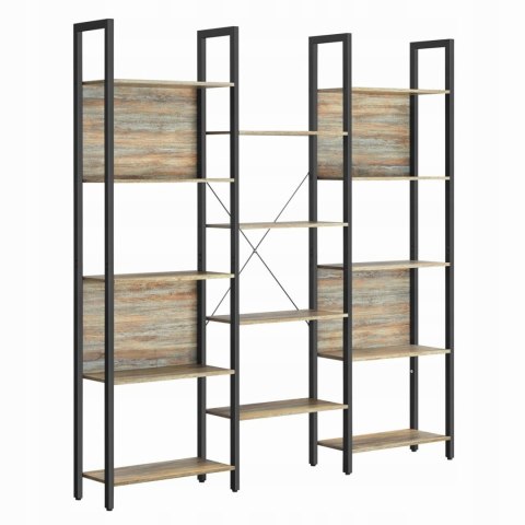 Regał na książki industrialny 158 x 166 x 24 cm odcienie brąz szary loft Regał na książki industrialny 158 x 166 x 24 cm odcienie brąz szary loft