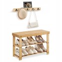 Szafka na buty z siedziskiem 70x45x29 cm bambusowy brąz i wieszak wiszący