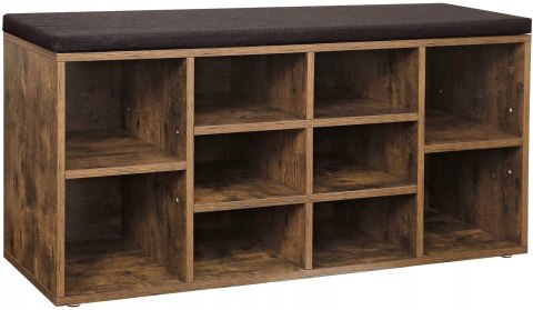 Szafka na buty z siedziskiem Vasagle 104 x 48 x 30 cm rustykalny brąz loft Szafka na buty z siedziskiem Vasagle 104 x 48 x 30 cm rustykalny brąz loft
