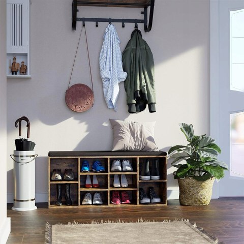 Szafka na buty z siedziskiem Vasagle 104 x 48 x 30 cm rustykalny brąz loft Szafka na buty z siedziskiem Vasagle 104 x 48 x 30 cm rustykalny brąz loft