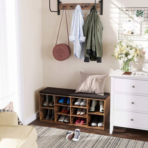 Szafka na buty z siedziskiem Vasagle 104 x 48 x 30 cm rustykalny brąz loft Szafka na buty z siedziskiem Vasagle 104 x 48 x 30 cm rustykalny brąz loft
