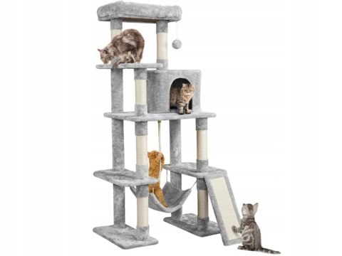 Drapak wieża domek dla kota jasny szary wysoki Yaheetech 159 cm