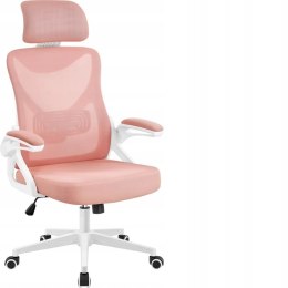 FOTEL OBROTOWY wentylowany Yaheetech różowy/biały