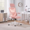FOTEL OBROTOWY wentylowany Yaheetech różowy/biały
