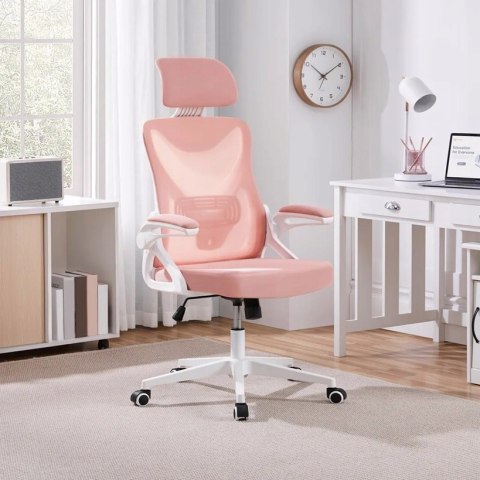 FOTEL OBROTOWY wentylowany Yaheetech różowy/biały