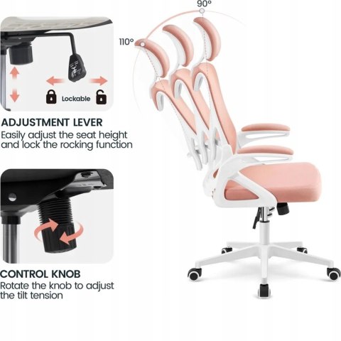 FOTEL OBROTOWY wentylowany Yaheetech różowy/biały