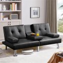 Kanapa sofa Yaheetech 167 x 94,5 cm ekoskóra czarny podłokietnik