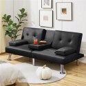 Kanapa sofa Yaheetech 167 x 94,5 cm ekoskóra czarny podłokietnik