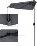 PARASOL OGRODOWY DUŻY SKŁADANY REGULOWANY 270CM PRZYLEGŁY DO ŚCIANY szary