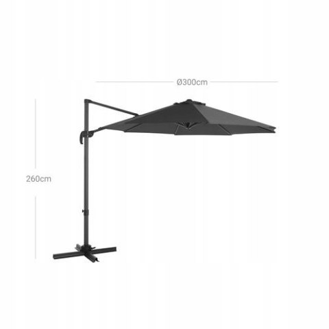PARASOL OGRODOWY SZARY ANTRACYT DYŻY SKŁADANY 3M z wysięgnikiem 300x250 cm PARASOL OGRODOWY SZARY ANTRACYT DYŻY SKŁADANY 3M z wysięgnikiem 300x250 cm
