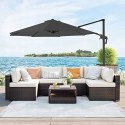 PARASOL OGRODOWY SZARY ANTRACYT DYŻY SKŁADANY 3M z wysięgnikiem 300x250 cm