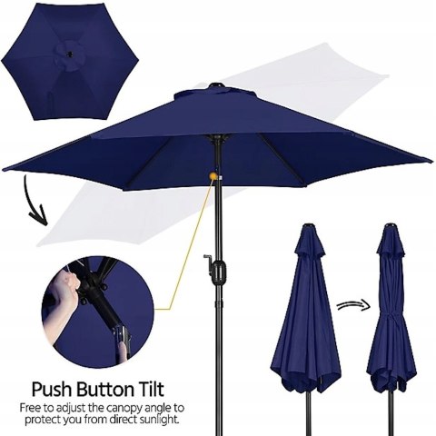 PARASOL OGRODOWY tarasowy YAHEETECH 2,6 M NIEBIESKI PARASOL OGRODOWY tarasowy YAHEETECH 2,6 M NIEBIESKI