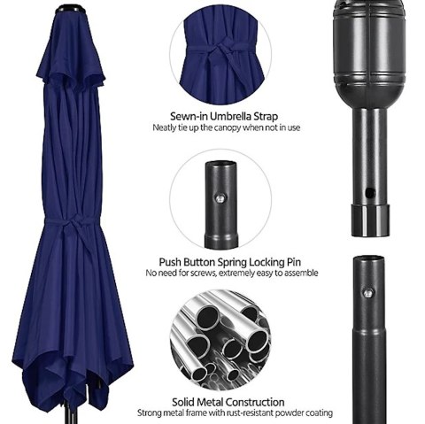 PARASOL OGRODOWY tarasowy YAHEETECH 2,6 M NIEBIESKI PARASOL OGRODOWY tarasowy YAHEETECH 2,6 M NIEBIESKI