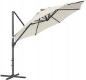 Parasol ogrodowy tarasowy wysięgnik z korbą 3m kermowy UPF 50+