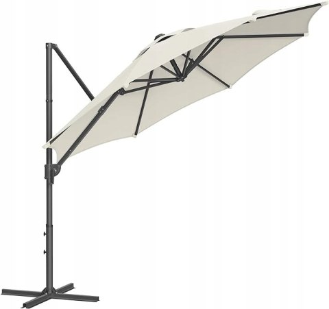 Parasol ogrodowy tarasowy wysięgnik z korbą 3m kermowy UPF 50+ Parasol ogrodowy tarasowy wysięgnik z korbą 3m kermowy UPF 50+