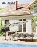 Parasol ogrodowy tarasowy wysięgnik z korbą 3m kermowy UPF 50+