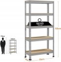 REGAŁ METALOWY MAGAZYNOWY 150CM 5 PÓŁEK 750 KG