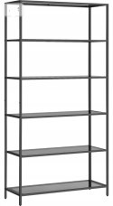 Regał loft szklane półki VASAGLE 80 cm x 177 cm x 30 cm czarny z szarym