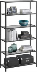 Regał loft szklane półki VASAGLE 80 cm x 177 cm x 30 cm czarny z szarym