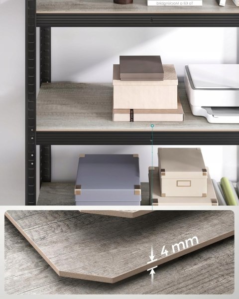 Regał magazynowy garażowy 90,1 x 180 x 40 cm czarny i odcienie szarości Regał magazynowy garażowy 90,1 x 180 x 40 cm czarny i odcienie szarości