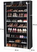 Szafka na buty materiałowa tekstylna Songmics 88 x 160 x 28 cm czarny