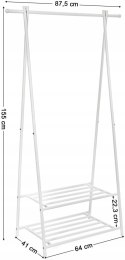 Wieszak stojący GARDEROBA metal Songmics biały 41x64x155 cm
