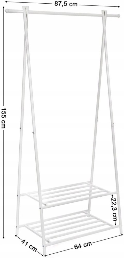 Wieszak stojący GARDEROBA metal Songmics biały 41x64x155 cm Wieszak stojący GARDEROBA metal Songmics biały 41x64x155 cm