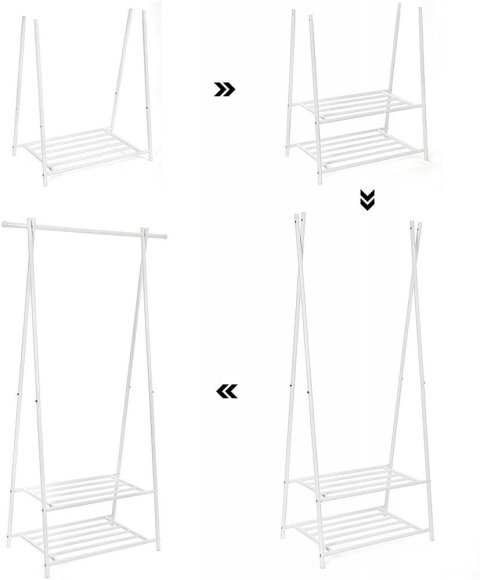 Wieszak stojący GARDEROBA metal Songmics biały 41x64x155 cm Wieszak stojący GARDEROBA metal Songmics biały 41x64x155 cm