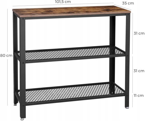 Konsola stolik Songmics czarny, rustykalny brąz 101,5x80x35cm industrialny Konsola stolik Songmics czarny, rustykalny brąz 101,5x80x35cm industrialny