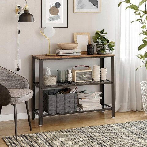 Konsola stolik Songmics czarny, rustykalny brąz 101,5x80x35cm industrialny Konsola stolik Songmics czarny, rustykalny brąz 101,5x80x35cm industrialny