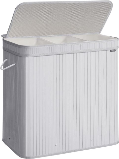 Kosz wolnostojący na pranie bambus 150l 41,5x62,5x61 cm odcienie szarości Kosz wolnostojący na pranie bambus 150l 41,5x62,5x61 cm odcienie szarości