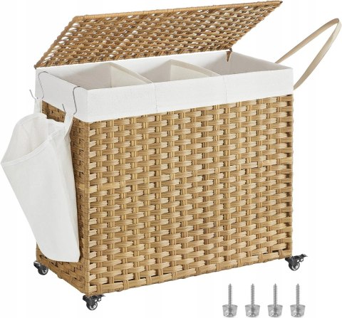Kosz wolnostojący na pranie sorter kółka Songmics 160l brązowy Kosz wolnostojący na pranie sorter kółka Songmics 160l brązowy