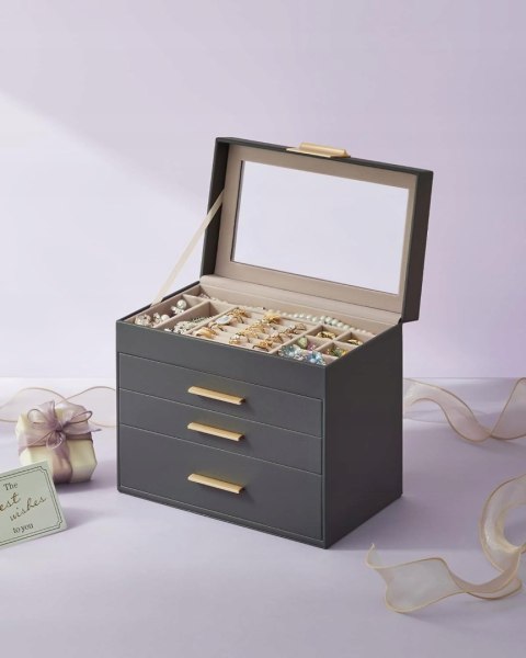 PUDEŁKO SZKATUŁKA NA BIŻUTERIĘ ORGANIZER 4 POZIOMY